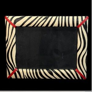 J McLaughlin 5x7 Zebra Print Picture Frame Pony Hair Leather Black & White NWOT